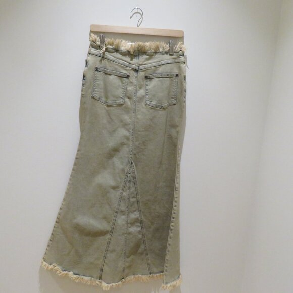 BASIC PLEASURE MODE Dolly Washed Frayed Denim Maxi Skirt Punk Goth Rock Alt NWT - Picture 11 of 16